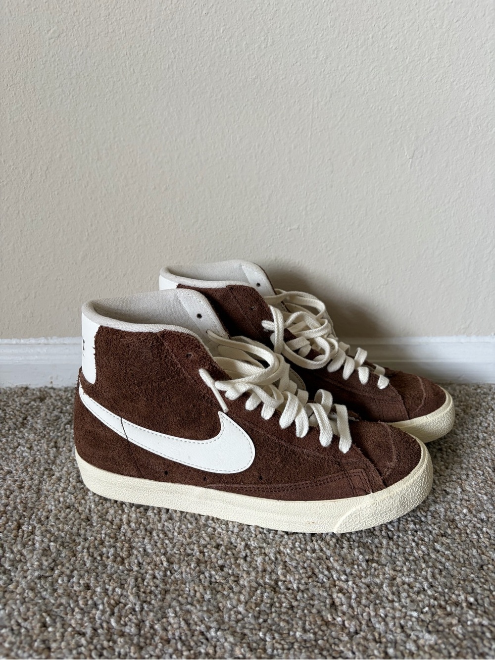 Nike Mid-Top Suede Sneakers in Brown and White